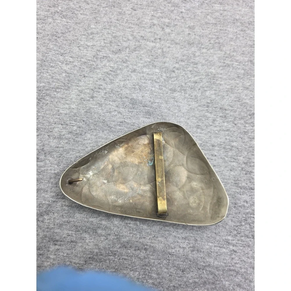 Large Handmade Silver Artisan Hammered Dome Belt Buckle Signed Audrey Schenk